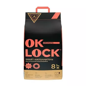 Ok-Lock наполнитель для кошек "ПЕРСИК", растительный комкующийся - 18 л Россия 1 уп. х 1 шт. х 8 кг