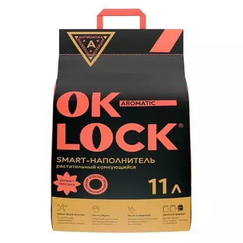 Ok-Lock наполнитель для кошек "ПЕРСИК", растительный комкующийся - 11 л Россия 1 уп. х 1 шт. х 4.76 кг