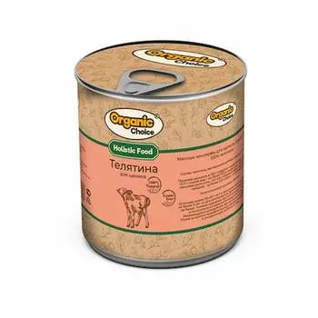 Organic Сhoice Holistic Monoprotein влажный корм для щенков всех пород с телятиной, в консервах - 300 г повседневный премиум для щенков с телятиной для всех пород консервы (в железной банке) Российский корм 1 уп. х 1 шт. х 0.34 кг