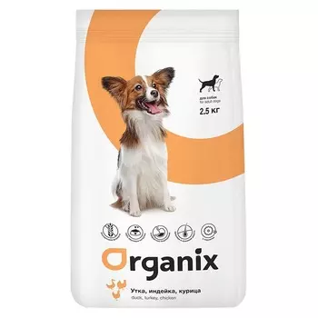 Organix Grainfree Adult Dogs Duck, Turkey, Chicken сухой корм для взрослых собак всех пород, с индейкой, уткой и курицей - 2,5 кг повседневный супер премиум беззерновые для взрослых с индейкой для всех пород мешок Импортный корм 1 уп. х 1 шт. х 2.5 кг