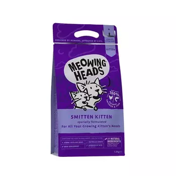 Meowing Heads Smitten Kitten полнорационный сухой корм для котят, с курицей и рисом повседневный супер премиум для котят с курицей мешок Импортный корм 1 уп. х 1 шт. х 1.5 кг