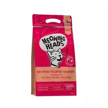 Сухой корм Meowing Heads So-fish-ticated Salmon для взрослых кошек с лососем, курицей и рисом - 1,5 кг повседневный супер премиум для взрослых с курицей мешок Импортный корм 1 уп. х 1 шт. х 1.5 кг
