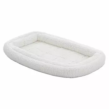 Лежанка MidWest Double Bolster для собак и кошек флисовая с двойным бортом 55х30 см, белая породы мелкого размера Китай 1 уп. х 1 шт. х 0.33 кг