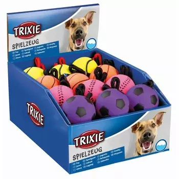 Мяч Trixie для собак с веревкой Ф6 см/30 см неоновые для всех возрастов для всех пород Польша 1 уп. х 1 шт. х 2.57 кг