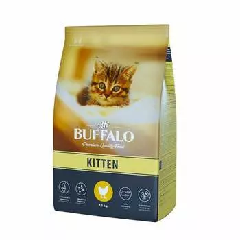 Mr.Buffalo Kitten полнорационный сухой корм для котят с курицей - 10 кг повседневный премиум для котят с курицей для всех пород мешок Российский корм 1 уп. х 1 шт. х 10 кг