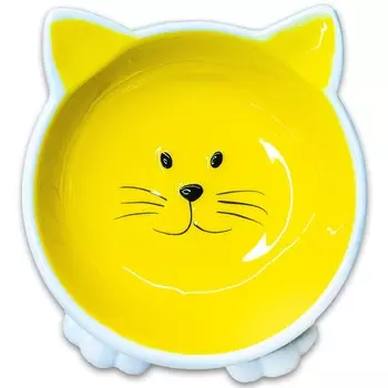 Mr.Kranch миска для кошек "Мордочка кошки" на ножках, керамическая, желтая - 100 мл для всех возрастов Китай 1 уп. х 1 шт. х 0.31 кг