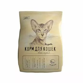 Mypets сухой корм для кошек полноценный, с индейкой - 400 г повседневный премиум для взрослых с индейкой для всех пород мешок Российский корм 1 уп. х 1 шт. х 0.4 кг