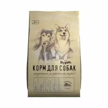 Mypets сухой корм для собак крупных и средних пород полноценный, с ягненком и рисом - 3 кг повседневный премиум для взрослых с ягненком породы крупного размера мешок Российский корм 1 уп. х 1 шт. х 3 кг