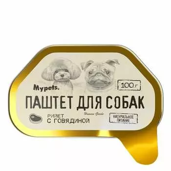 Mypets влажный корм для собак консервы-паштеты мясорастительные стерилизованные, с говядиной, в ламистерах - 100 г повседневный премиум для всех возрастов с говядиной для всех пород паштет и ламистеры Беларусь 1 уп. х 1 шт. х 0.1 кг