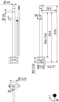 Смеситель для ванны Cezares LEAF-VDP-L-01