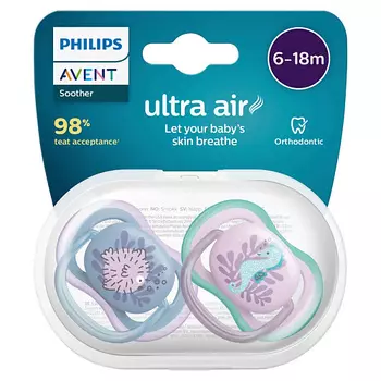 PHILIPS Пустышка силиконовая Ultra Air, 6-18 месяцев