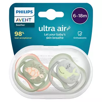 PHILIPS Пустышка силиконовая Ultra Air, 6-18 месяцев