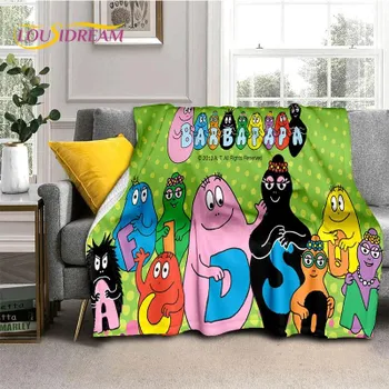 3D Cartoon Les Barbapapa Family Soft Flannel Blanket for Beds Bedroom Sofa Picnic,Throw Blanket for Cover Outdoor Leisure Gift 30x40in