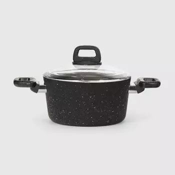 Кастрюля Kitchenstar Granite с крышкой черная 20 см