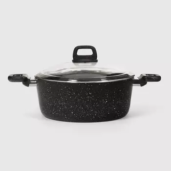 Кастрюля Kitchenstar Granite с крышкой черная 28 см