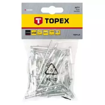 43E405 TOPEX Заклепки алюминиевые 4 мм x 18 мм, 50 шт. 43E405