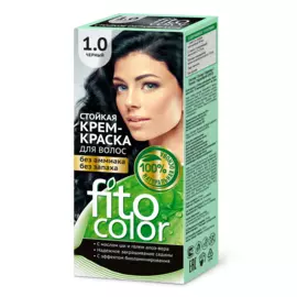 Стойкая крем-краска для волос серии Fito Сolor, тон 1.0 черный
