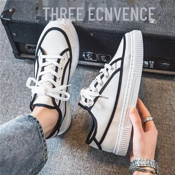 Men s Black Casual Sports Shoes - Spring/Summer 2024, Soft Sole, Trendy Flats 39 Standard Sport Size