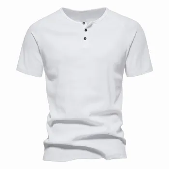 2024 летняя новая мужская футболка модный дизайн Slim Fit однотонные футболки мужские топы футболки с коротким рукавом футболка для мужчин M чёрный