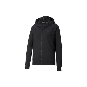 Puma Однотонный логотип Повседневная трикотажная куртка с капюшоном Женские куртки Черный 522780-01 S
