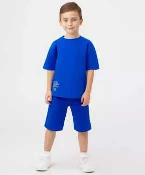 Шорты трикотажные с поясом на резинке синие Button Blue (134)