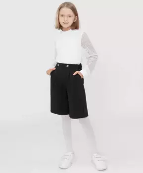 Шорты трикотажные с защипами черные Button Blue (158)