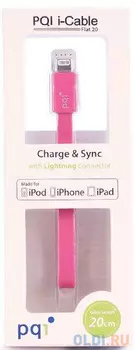 Переходник Lightning 0.2м PQI PQI-iCABLE-FLAT20-PK плоский розовый