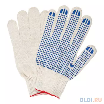 Перчатки хлопчатобумажные 10 класс, 40-42 г, 116 текс, ПВХ-точка, комплект 5 пар, ЛАЙМА ЛЮКС, белые, 604469