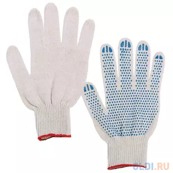 Перчатки хлопчатобумажные 7,5 класс, 46-48 г, 166 текс, ПВХ-точка, комплект 300 пар, ЛАЙМА СТАНДАРТ, белые, 600994