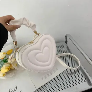 1 шт. модная сумка через плечо в форме сердца с надписью «Love Heart», маленькие сумки, дизайнерские сумки через плечо для женщин, однотонная сумка из искусственной кожи с верхней ручкой красный