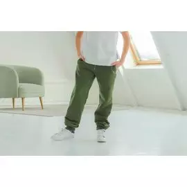 Штанишки из хлопка с начёсом цвета хаки