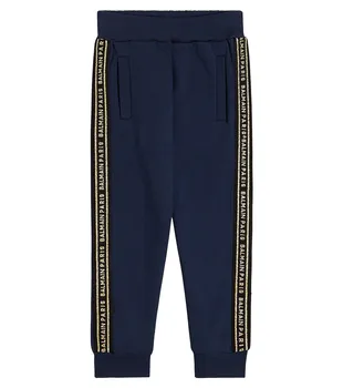 Хлопковые спортивные штаны с логотипом Balmain, синий