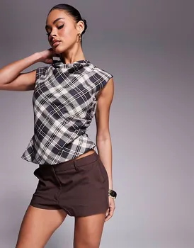 Приталенный топ River Island с драпировкой коричневого цвета