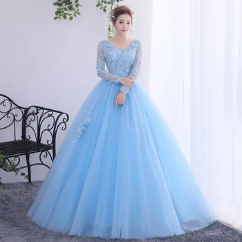 Бальное платье по индивидуальному заказу, платья Quinceanera, длинные рукава, аппликации, тюлевые платья для выпускного вечера, вечернее платье, Vestido De Fiesta Abendkleider