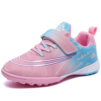 Детские футбольные бутсы Velcro Low-top Leather Crushed Nails для мальчиков и девочек, тренировочные кроссовки 30