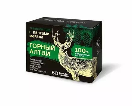 Травяной чай с пантами алтйского марала "Горный Алтай", фильтр-пакеты 60 шт*1,5 г., Фарм-Продукт