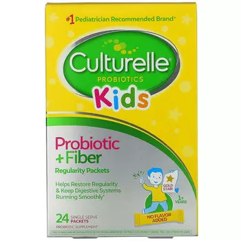 Culturelle, Kids, пробиотик + клетчатка, для нормальной работы кишечника, для детей от 1 года, 24 порционных пакетика