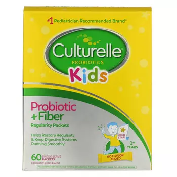 Culturelle, пробиотики с клетчаткой для нормальной работы кишечника, для детей от 1 года, без ароматизаторов, 60 порционных пакетов