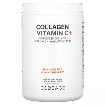 Codeage, коллаген в порошке с витамином C, без добавок, 283 г (9,98 унции)