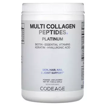 Codeage, Platinum, порошок из нескольких пептидов коллагена, без добавок, 326 г (11,50 унции)