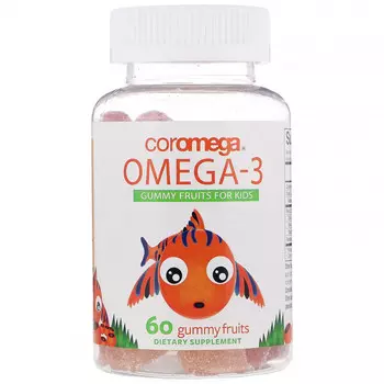 Coromega, Омега-3, фруктовые жевательные конфеты для детей, 60 жевательных конфет
