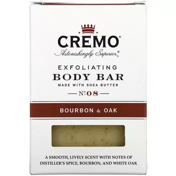 Cremo, Exfoliating Body Bar, No 8, Made with Shea Butter, Bourbon & Oak, 6 oz (170 g)