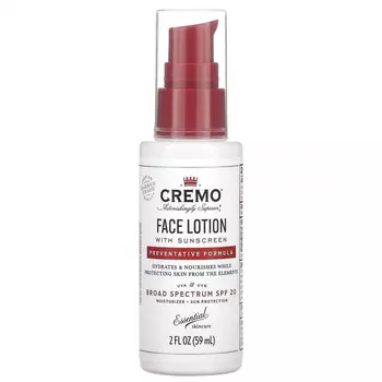 Cremo, Лосьон для лица с солнцезащитным кремом, профилактическая формула, SPF 20, 59 мл (2 жидк. Унции)