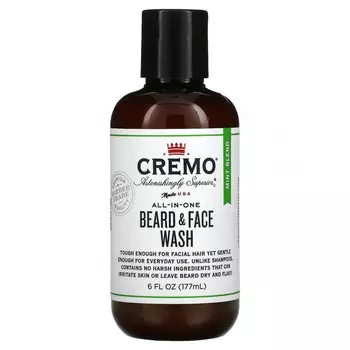 Cremo, Универсальное средство для умывания для бороды и лица, мятная смесь, 177 мл (6 жидк. Унций)