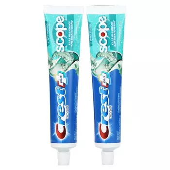 Crest, Complete Plus Scope, отбеливающая зубная паста, со свежей мятой в полоску, 2 шт. В упаковке, 153 г (5,4 унции)