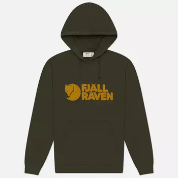 Мужская толстовка Fjallraven Logo Hoodie, цвет оливковый, размер S