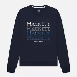 Мужская толстовка Hackett Multi Logo Print Crew Neck, цвет синий, размер L