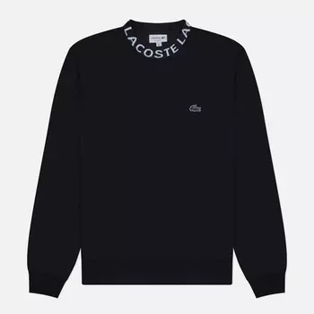 Мужская толстовка Lacoste Logo Jacquard Collar Double Face, цвет чёрный, размер XXL