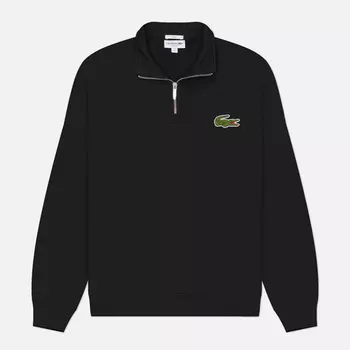 Мужская толстовка Lacoste Loose Fit Badge Accent Half-Zip, цвет чёрный, размер S