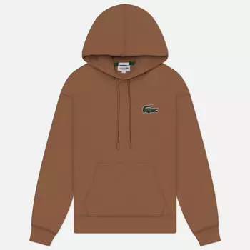 Мужская толстовка Lacoste Loose Fit Hoodie Organic Cotton, цвет коричневый, размер XL